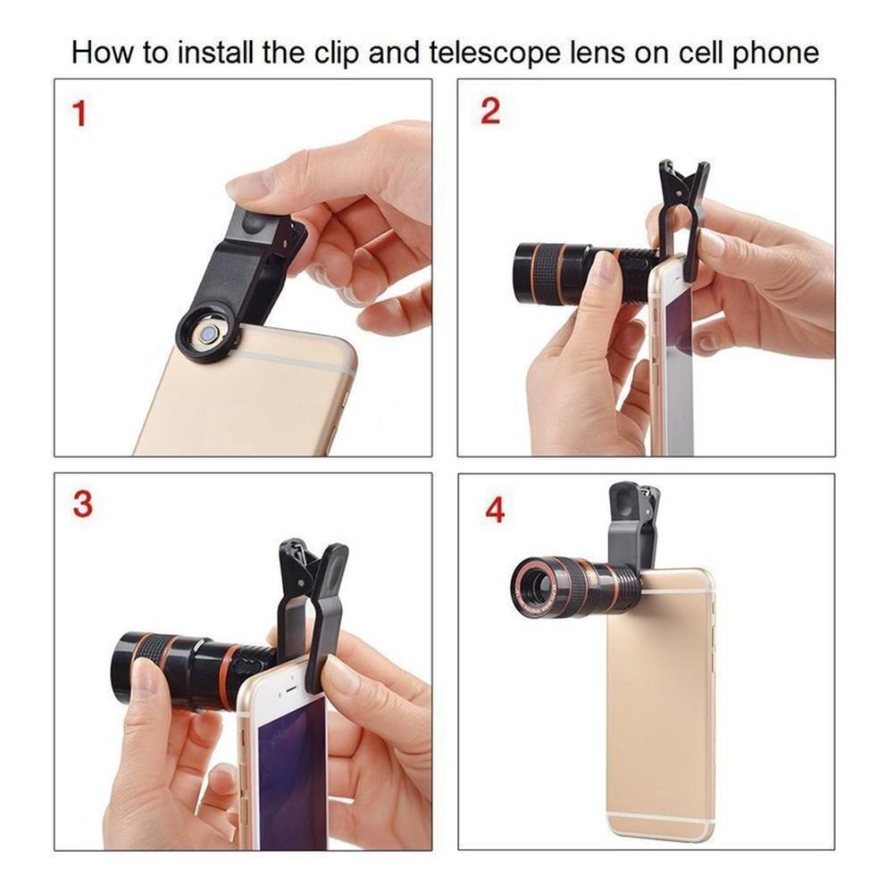 HD 8X Clip On Optical Zoom Telescope Camera Lens For Universal Mobile Cell Phone - Excellence United