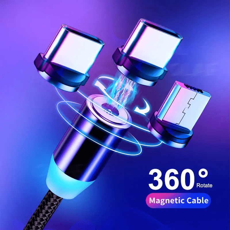 3 - in - 1 Magnetic USB Fast Charging Cable with LED Light – 2.4A - Excellence United