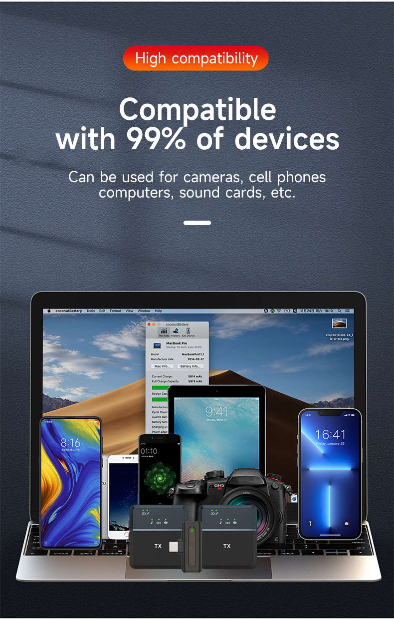 SX8 Wireless Lavalier Microphone – Noise Cancelling Function